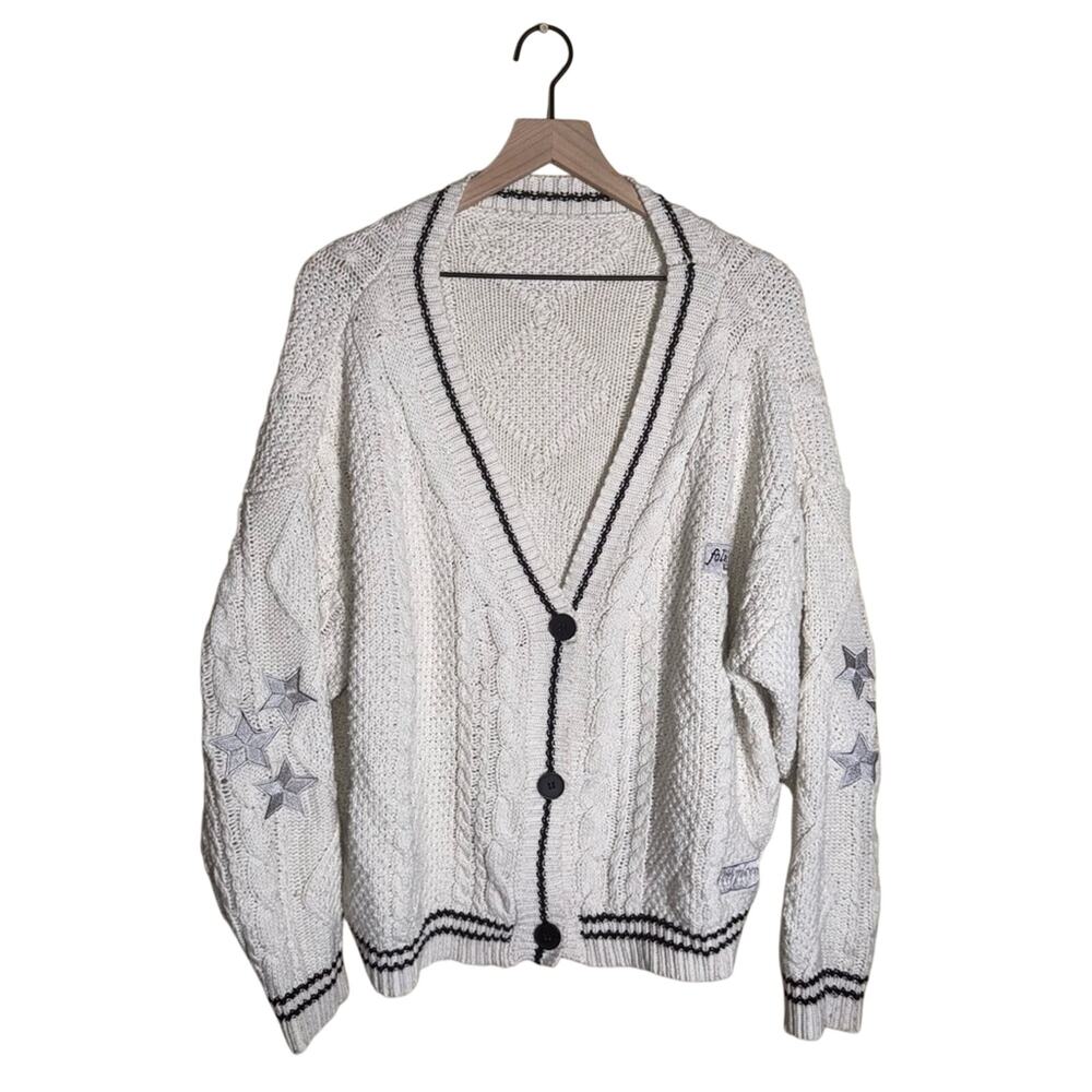 TAYLOR SWIFT oversized folklore album cable knit chunky cardigan XL